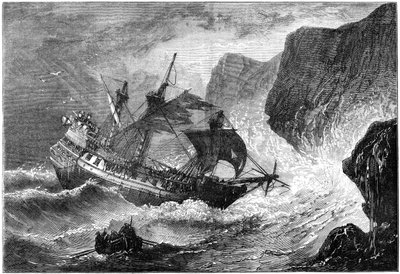 Admiral Somers kjører skipet sitt i land, Bermuda, 1609 c1880 av Unbekannt