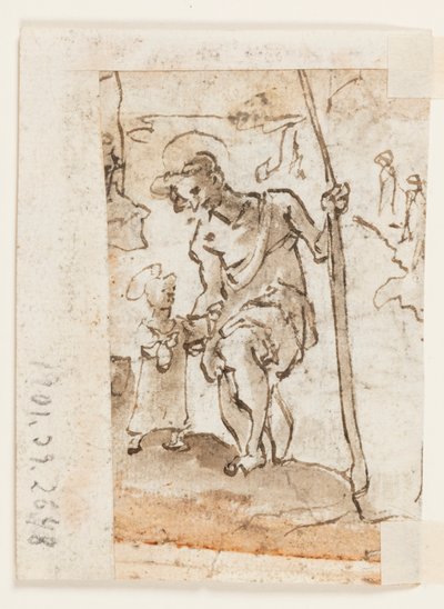Tilbedelse av magi, St. Christopher og Christ Child av Unbekannt