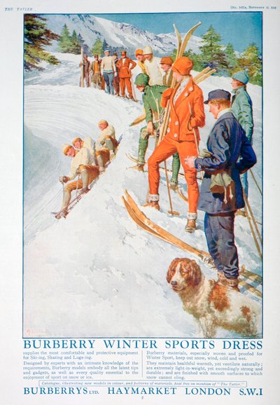 Annonse for Burberry vintersportskjole, 1928 av Unbekannt