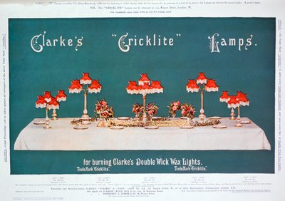 Annonse for Clarkes Cricklite-lamper, 1899 av Unbekannt