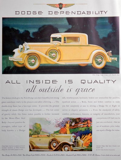 Annonse for Dodge-biler, 1931 av Unbekannt