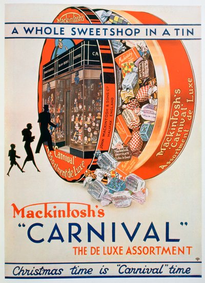 Annonse for Mackintoshs Carnival fløtekaramell, 1930 av Unbekannt