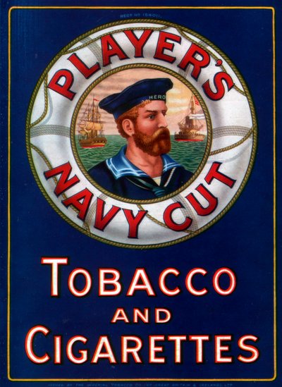 Annonse for spillere Navy Cut Tobacco and Cigarettes, 1923 av Unbekannt
