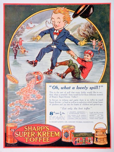 Annonse for Sharps Super-Kreem Toffee, 1923 av Unbekannt