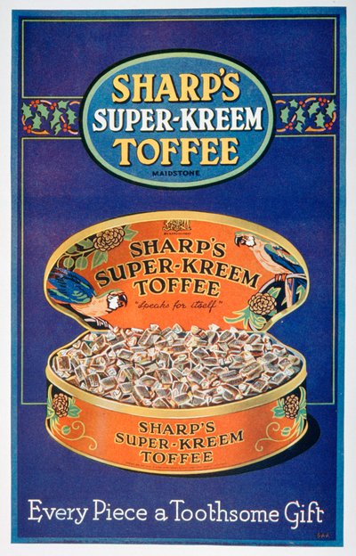 Annonse for Sharps Super-Kreem Toffee, 1928 av Unbekannt