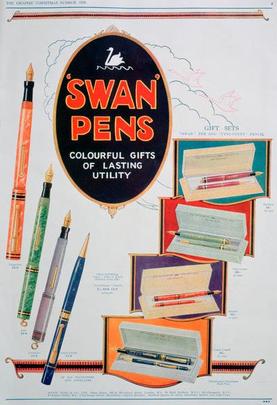 Annonse for svanepenner, 1928 av Unbekannt