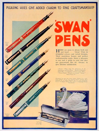 Annonse for svanepenner, 1931 av Unbekannt