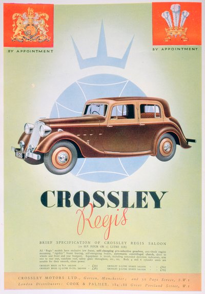 Annonse for Crossley Regis-bilen, 1935 av Unbekannt