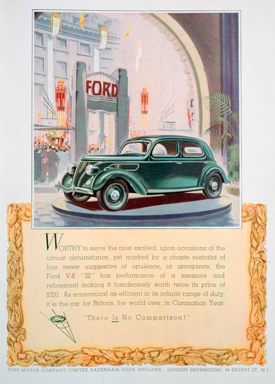 Annonse for Ford V8 22-bilen, 1937 av Unbekannt