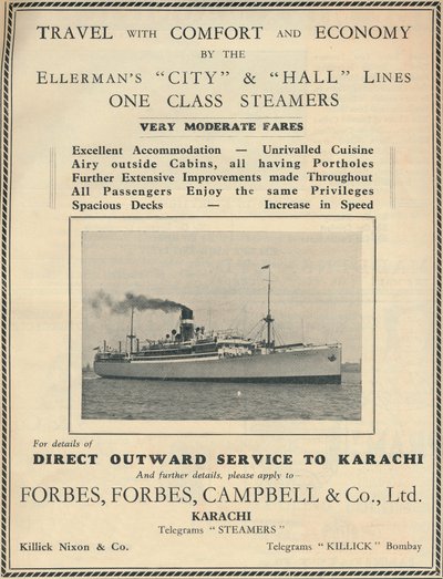 Annonse for Ellermans dampskip, 1936. av Unbekannt