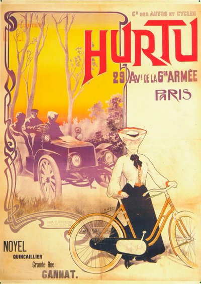 Annonse for Hurtu biler og sykler, ca 1900-tallet av Unbekannt