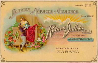Annonse for Romeo y Julieta-sigarer, ca. 1900-tallet av Unbekannt