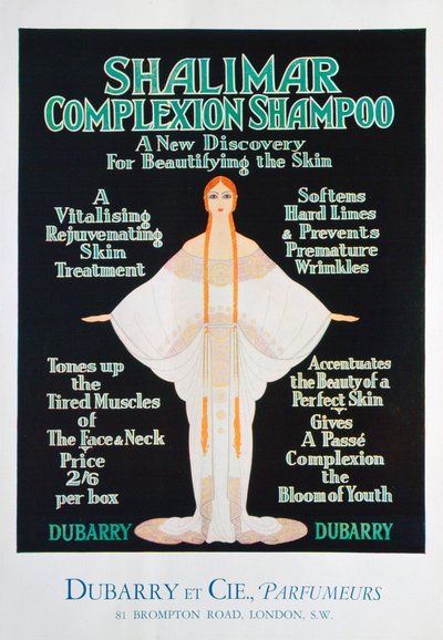 Annonse for Shalimar shampoo fra Dubarry, 1930 av Unbekannt