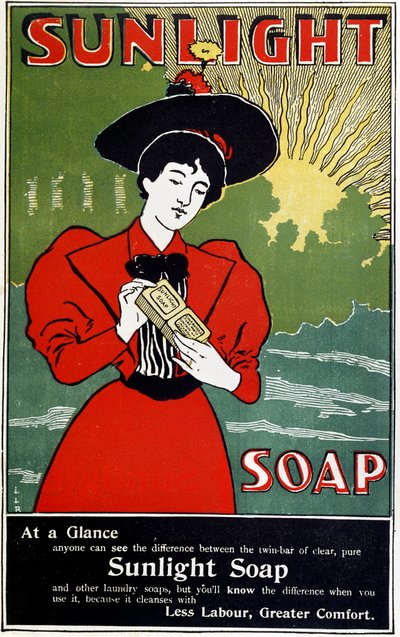 Annonse for Sunlight husholdningssåpe, c1890 av Unbekannt