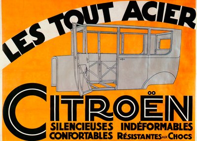 Annonse for Citroen-biler i helt stål, c1924 av Unbekannt