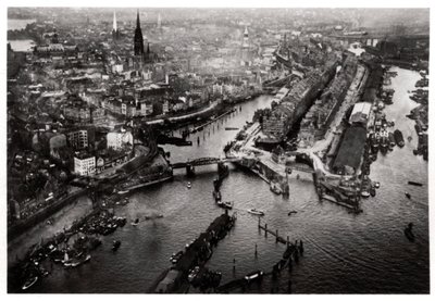 Luftfoto av Hamburg havn, Tyskland, fra en Zeppelin, c1931 1933 av Unbekannt