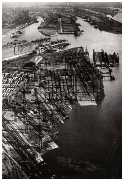 Luftfoto av Bremer Vulkan-verftet, Bremen, Tyskland, fra en Zeppelin, c1931 1933 av Unbekannt