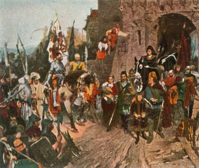 Agnes von Rosenberg overgir farens slott til hussittene, 1426, 1936. av Unbekannt