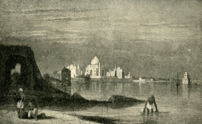 Agra og Taj Mahal fra elven Jumna, 1820-tallet, 1901. av Unbekannt