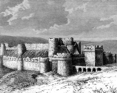 Al Karak slott, 1800-tallet av Unbekannt