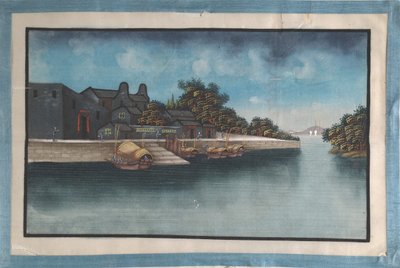 Album som inneholder tolv malerier av scener langs en elv, 1800-tallet. av Unbekannt
