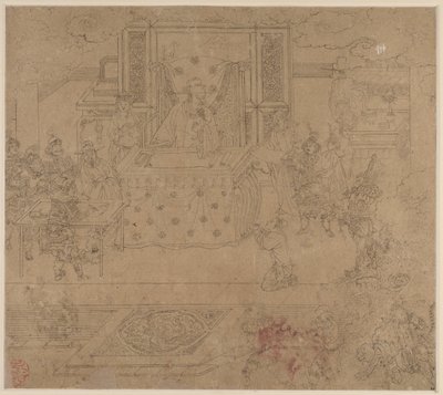 Album med daoistiske og buddhistiske temaer: Kings of Hells: Leaf 30, 1200-tallet. av Unbekannt