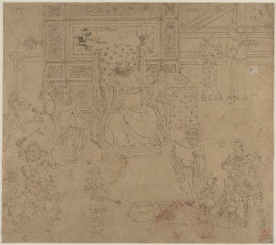 Album med daoistiske og buddhistiske temaer: Kings of Hells: Leaf 34, 1200-tallet. av Unbekannt