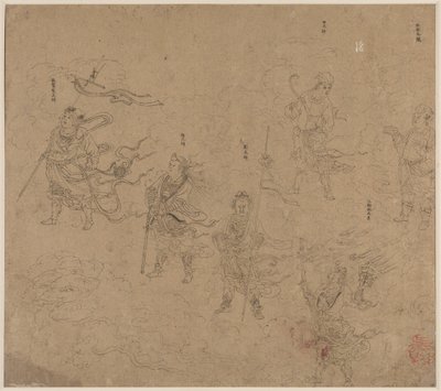 Album med daoistiske og buddhistiske temaer: Procession of Daoist Deities: Leaf 15, 1200-tallet. av Unbekannt