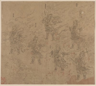 Album med daoistiske og buddhistiske temaer: Procession of Daoist Deities: Leaf 16, 1200-tallet. av Unbekannt