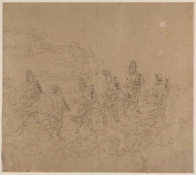Album med daoistiske og buddhistiske temaer: Procession of Daoist Deities: Leaf 24, 1200-tallet. av Unbekannt