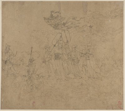 Album med daoistiske og buddhistiske temaer: Procession of Daoist Deities: Leaf 6, 1200-tallet. av Unbekannt