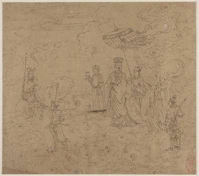 Album med daoistiske og buddhistiske temaer: Procession of Daoist Deities: Leaf 8, 1200-tallet. av Unbekannt