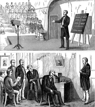 Alexander Graham Bell 1847-1922, skotskfødt amerikansk oppfinner, 1877 1890 av Unbekannt