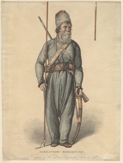 Alexander Zemlyanukhin, kosakk fra Don-regimentet, ca 1813 av Unbekannt