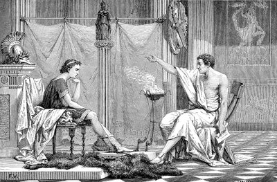 Alexander den store 356-323 f.Kr. som ungdom, lyttet til sin lærer Aristoteles, c1875 av Unbekannt