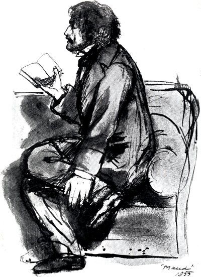 Alfred Tennyson, lst Baron Tennyson 1809-1892, engelsk poet, 1855 av Unbekannt