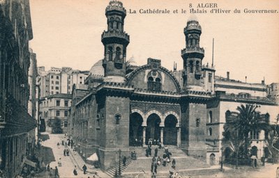 Alger - katedralen og guvernørens vinterpalass, ca 1900 av Unbekannt