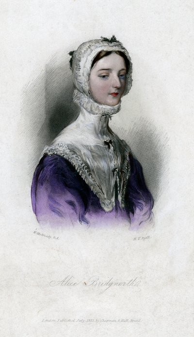 Alice Bridgenorth, en karakter i Walter Scotts roman Peveril of the Peak, 1833 av Unbekannt