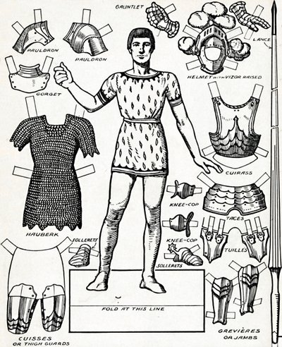 All The Gorgeous Panoply of A Knight med de forskjellige delene av rustningen hans, c1934 av Unbekannt