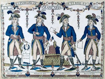 Allegorier av Bonaparte, Augereau, Massina, Berphier, Frankrike, 1789 av Unbekannt