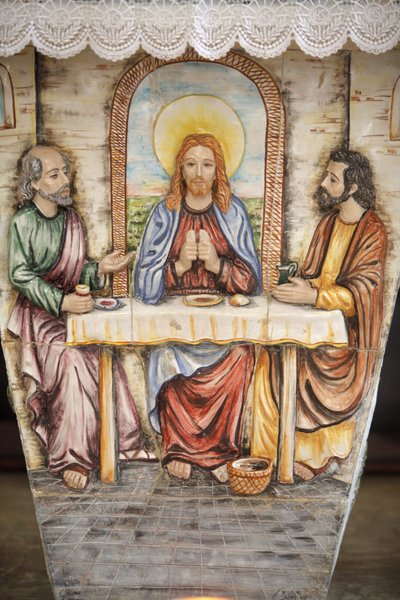 Alter som viser Jesus med Emmaus-pilegrimene, Depressa, Italia av Unbekannt