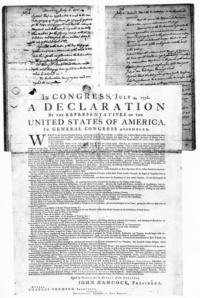 Amerikansk uavhengighetserklæring, 4. juli 1776 av Unbekannt