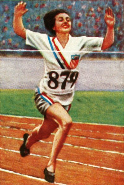 Den amerikanske friidrettsutøveren Betty Robinson, vinner av 100 meter for kvinner, 1928. av Unbekannt