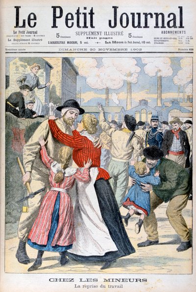 Blant gruvearbeiderne, gjenopptakelsen av arbeidet, 1902 av Unbekannt