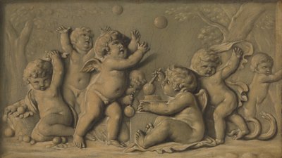 Amorini på spill en av et par, 1770-90. av Unbekannt