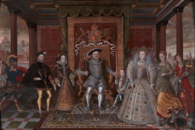 En allegori om Tudor-suksesjonen: Familien til Henry VIII, ca. 1590. av Unbekannt