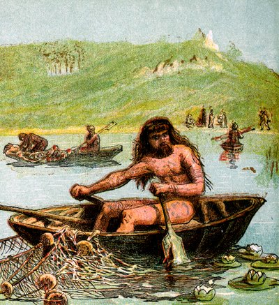 En eldgammel brite i båten sin, c1850 av Unbekannt