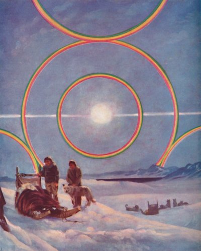 En fryktinngytende visning av solar Haloes, 1935 av Unbekannt