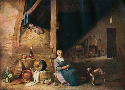 En gammel kvinne som skreller pærer, c1640 av Unbekannt