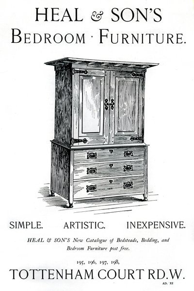 En annonse for Heal and Sons soveromsmøbler, 1898 av Unbekannt